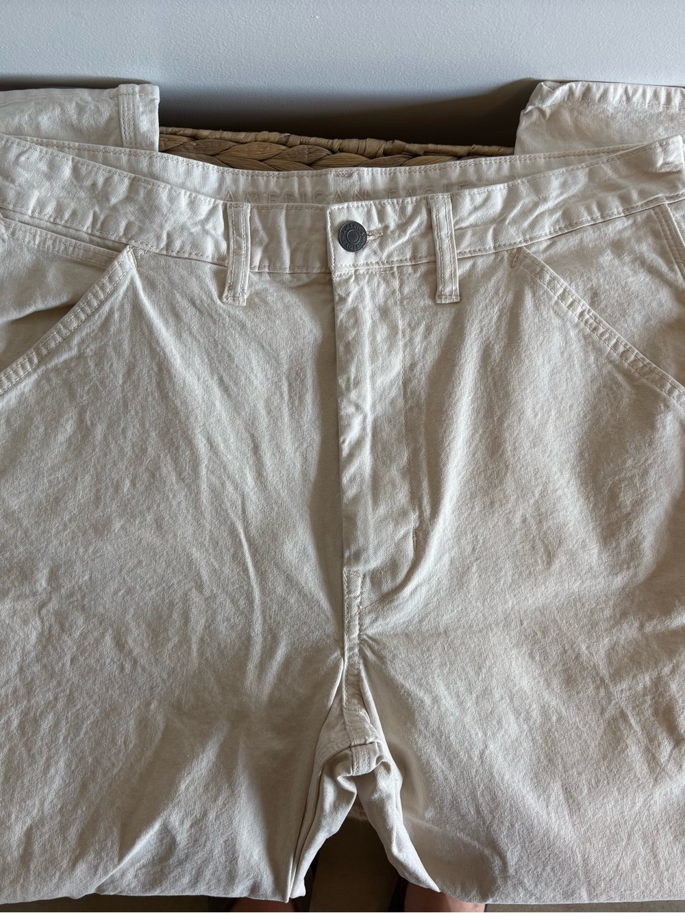 American Eagle Outfitters Cream Canvas Chino Painter Pants